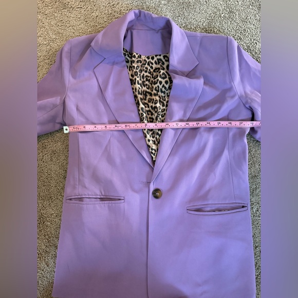 Purple blazer satin leopard lining real pockets - Picture 8 of 10